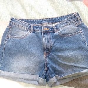 Medium wash denim shorts